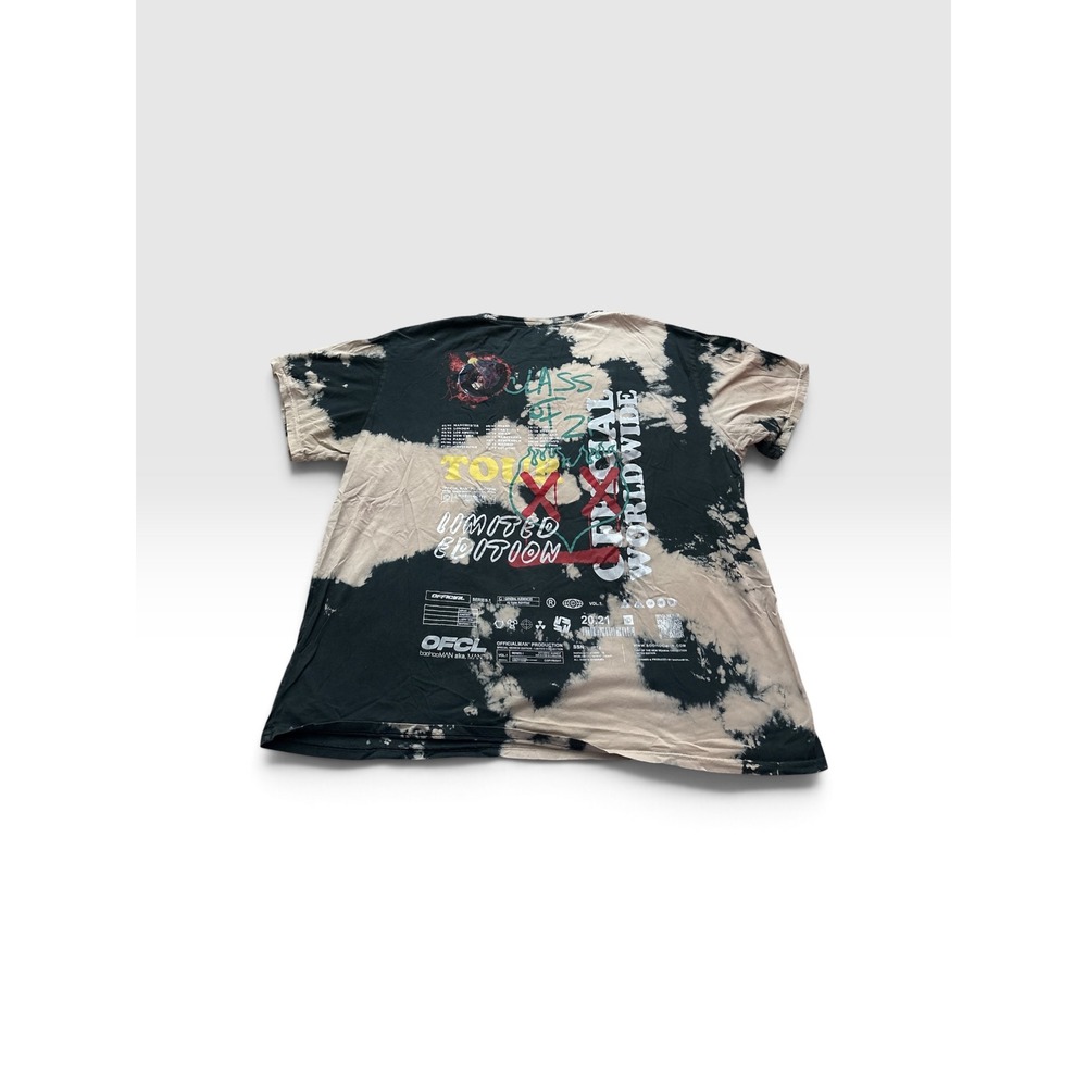 boohooMAN Worldwide Tour Graphic Tie Dye T-Shirt Mens 3XL Black Tan Bleached - Picture 7 of 7